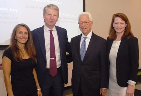 From left, Joy Solomon, Cyrus R. Vance, Jr., Ira M. Millstein, Lesley Rosenthal